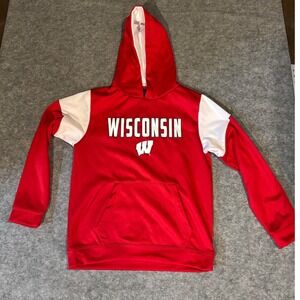 Colosseum Wisconsin Badgers Youth Large 16-18 Hoodie Red White Sweatshirt NCAA